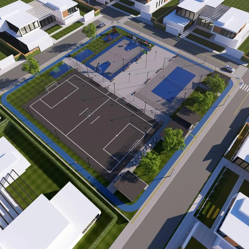 A nova Praça Esportiva Multiuso em Entre Rios do Oeste terá 6,4 mil metros quadrados de área total. Foto: Divulgação/Assessoria