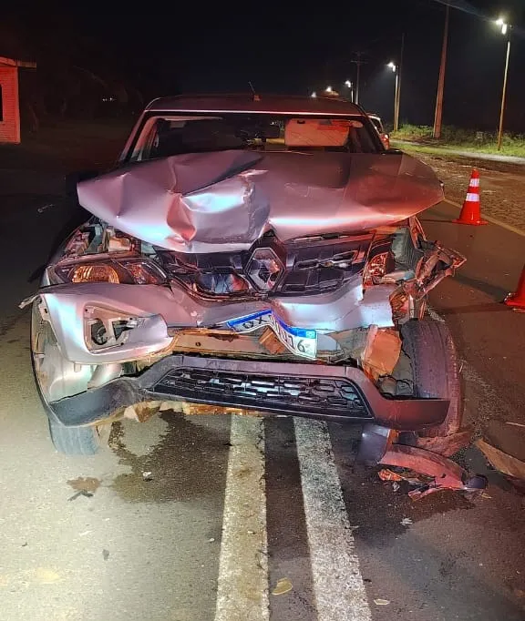 Uma passageira do Renault Logan teve ferimentos leves e recebeu atendimento do SAMU. Foto: Divulgação 