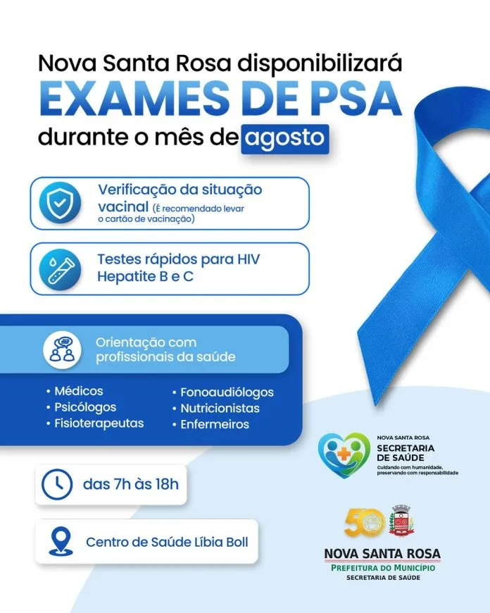 Agosto Azul reforça a importância da prevenção e dos cuidados regulares com a saúde do homem.