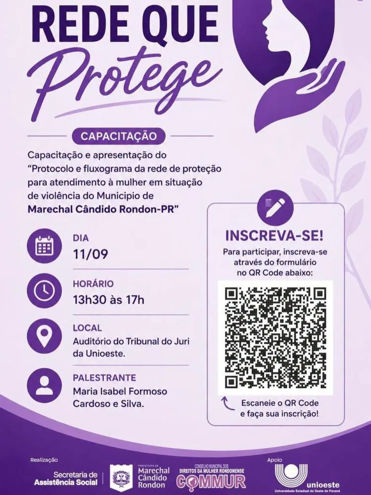 Atividade vai apresentar protocolo e fluxograma da rede municipal de proteção às mulheres.