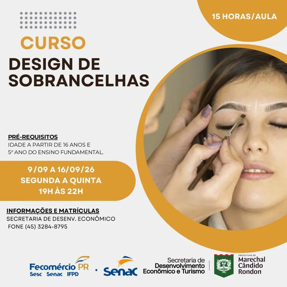 Cursos de Design de Sobrancelhas e revestimento cerâmico começam em setembro.