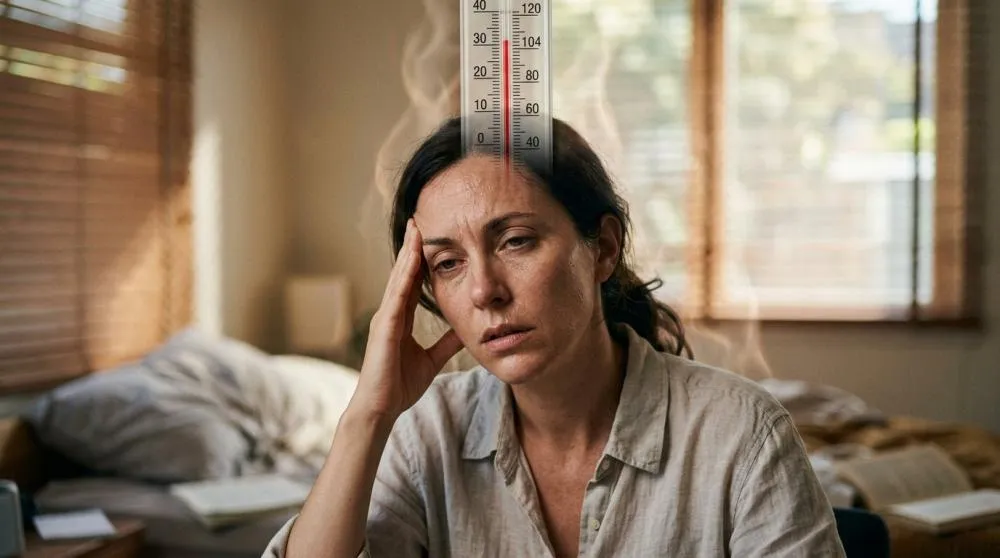 Calor extremo e períodos prolongados de altas temperaturas podem comprometer o sono, aumentar o cansaço e a irritabilidade e agravar problemas de saúde mental. | Imagem ilustrativa gerada por IA
