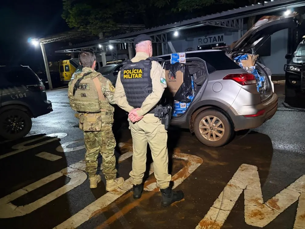 PRF e PM apreenderam 15 mil maços de cigarros contrabandeados em Toledo.