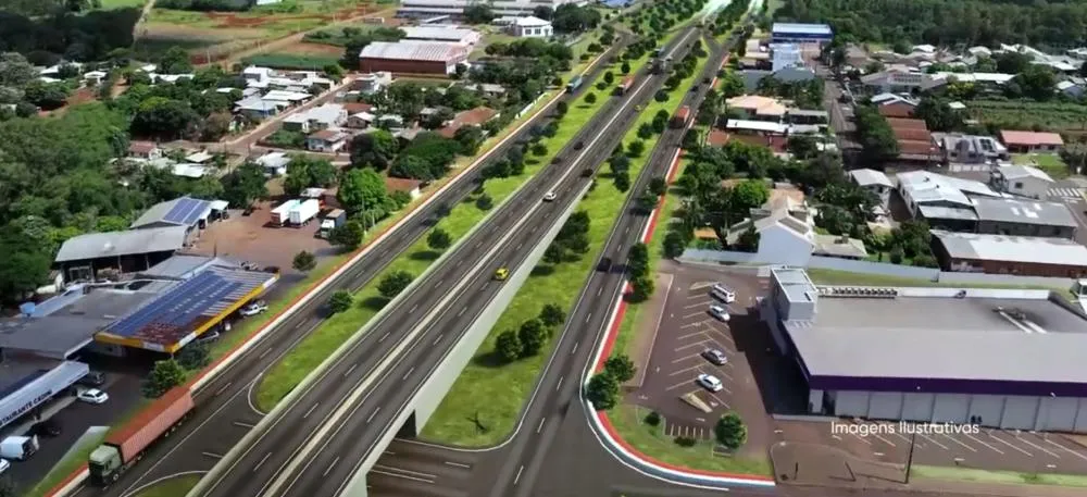 Modelo mostra a futura configuração do trecho da BR-277 entre os quilômetros 652,500 e 657,200.