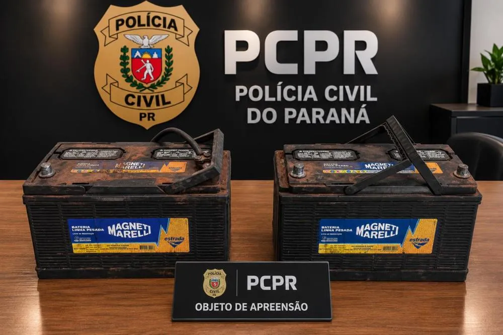 Polícia Civil recuperou duas baterias automotivas da marca Magneti Marelli em Cascavel.