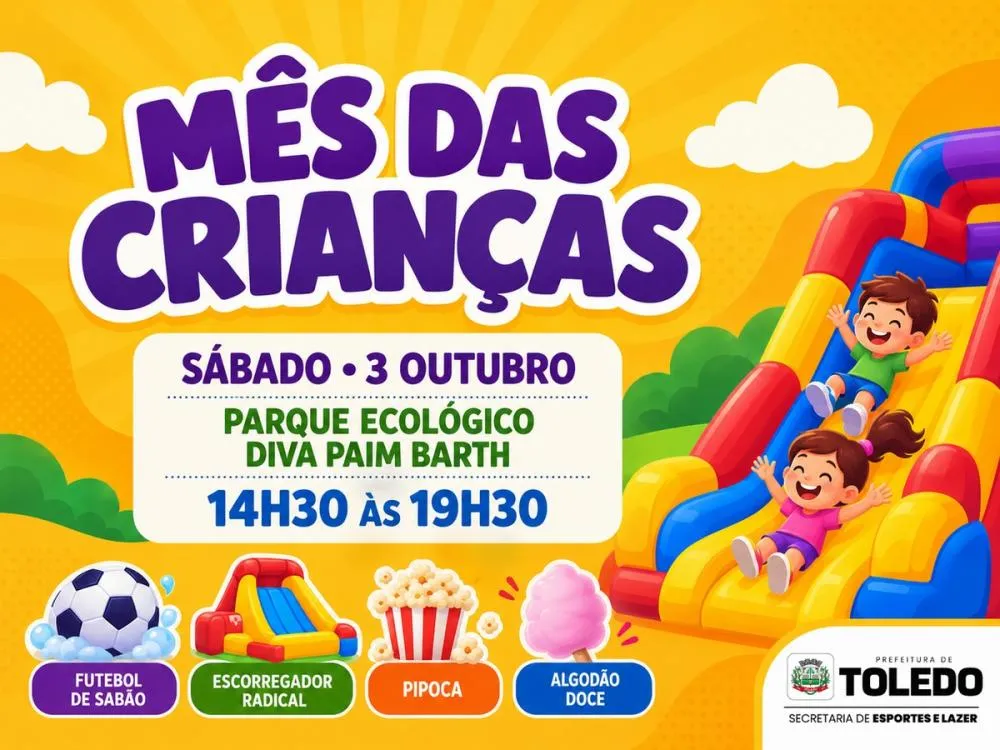 Atividades recreativas serão realizadas em parques, praças e ginásios durante outubro.
