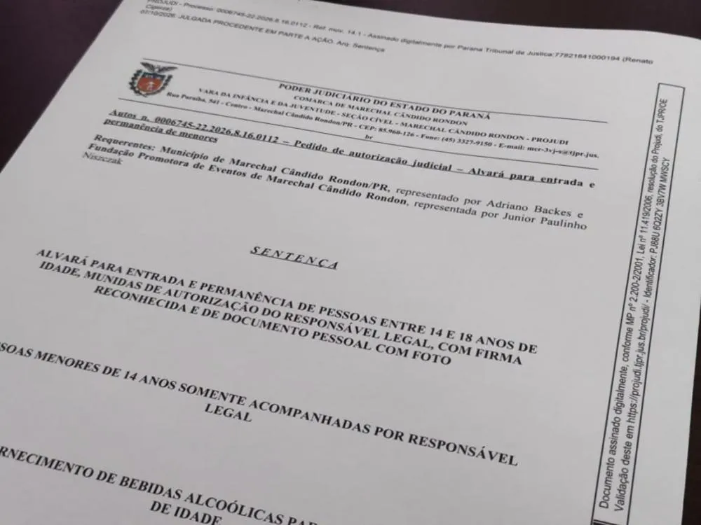 Adolescentes de 14 a 18 anos terão regras específicas para participar dos eventos em Marechal Rondon.