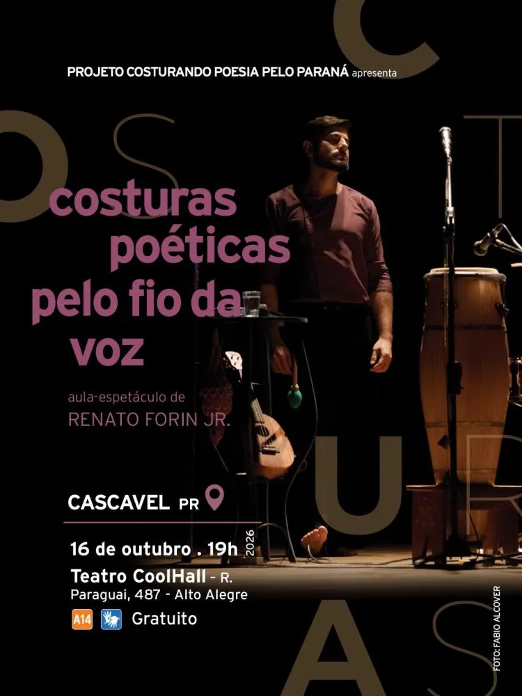Espetáculo de vencedor do Prêmio Jabuti reúne poesia, música e histórias em Cascavel