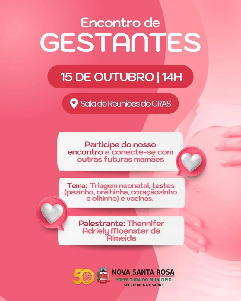 Nova Santa Rosa realiza encontro de gestantes nesta quinta-feira