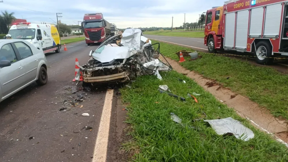 Acidente ocorreu nas proximidades do Centro de Eventos Ismael Sperafico, na manhã deste sábado (17). Crédito: Toledo News