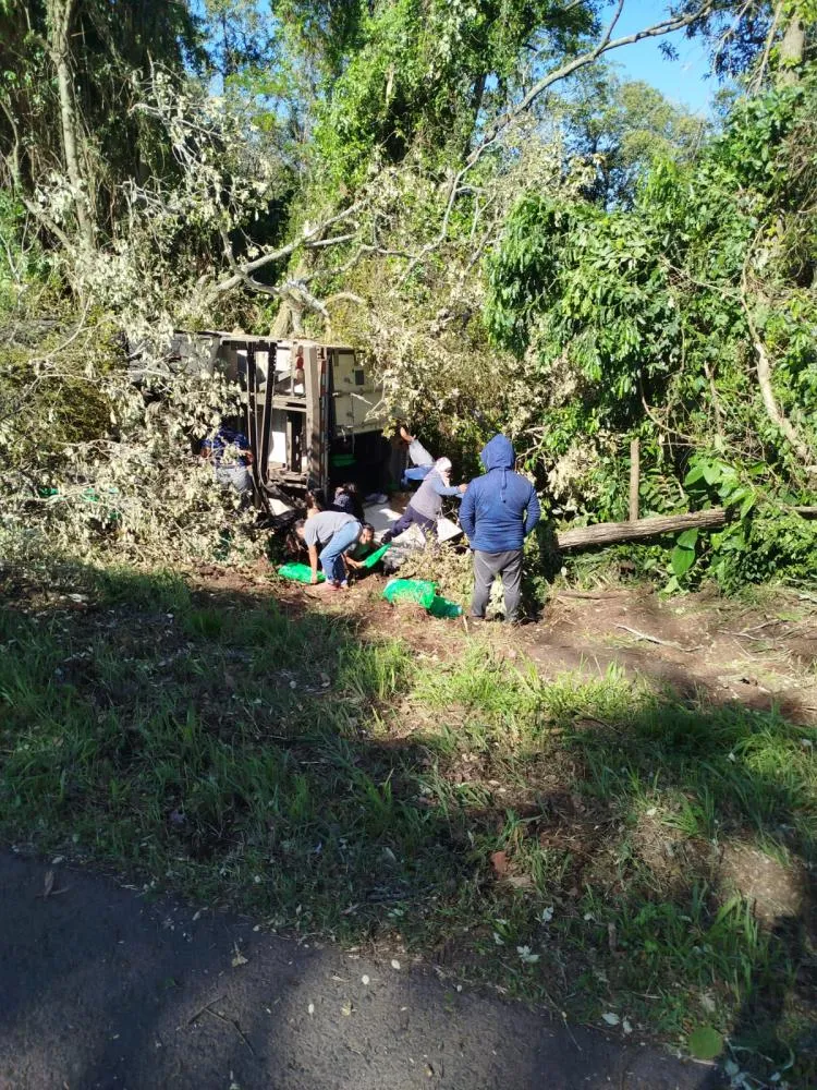 Dois caminhões tombaram na BR-277, em Nova Laranjeiras, e a carga de frangos congelados foi saqueada.