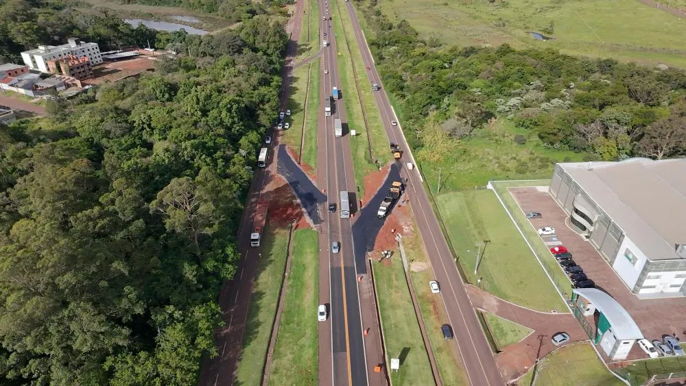 Trecho da BR-277 entre o Trevo da Portal e o Viaduto Carelli, em Cascavel, onde será implantado o desvio de tráfego