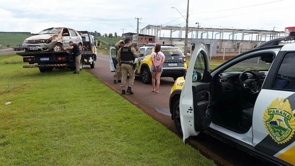 Casal é detido após tentativa de fuga e acidente na rodovia BR-163 em Cascavel