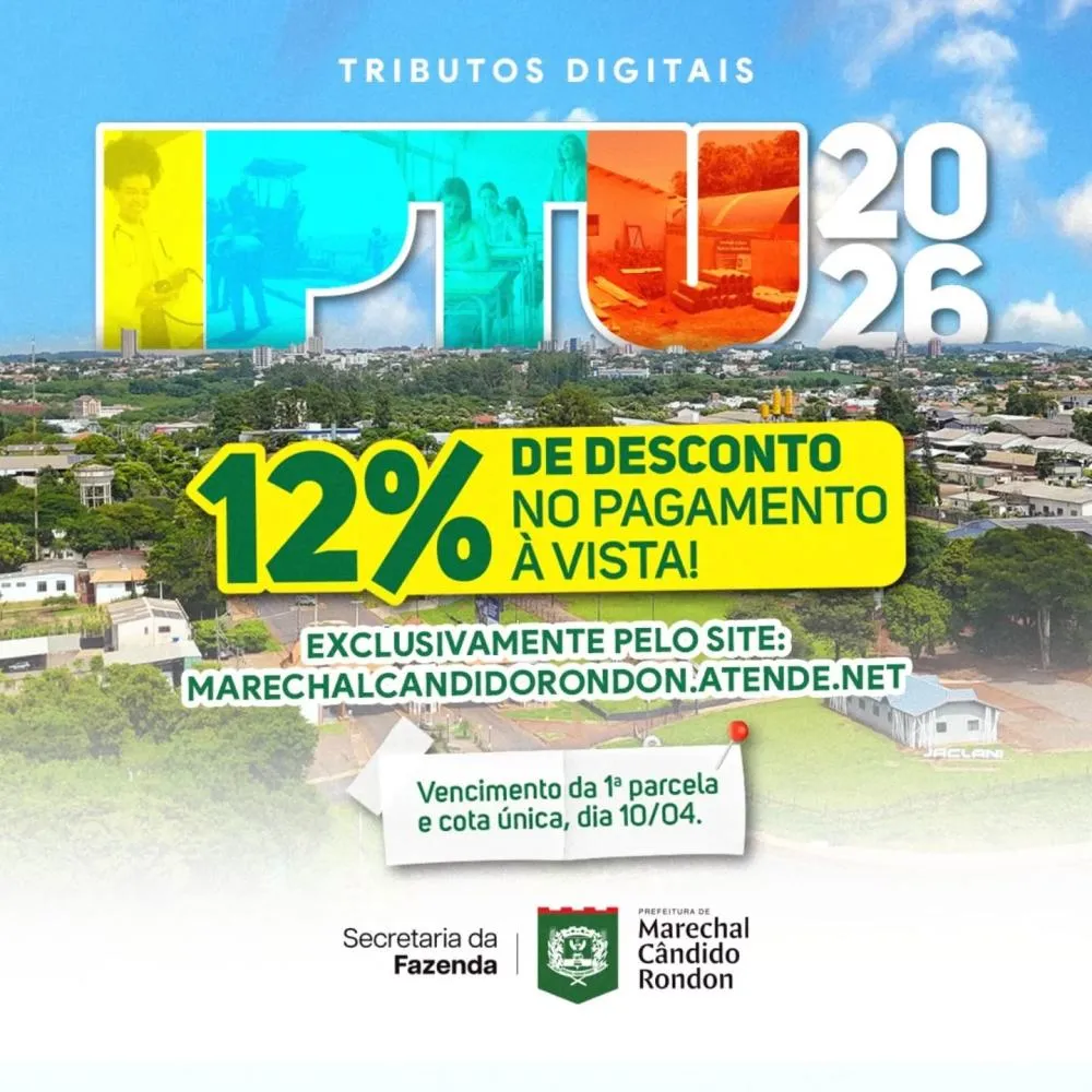 Tributos digitais terão desconto de 12% em 2026 em Marechal Cândido Rondon