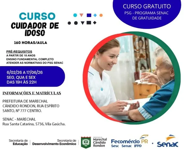 Abertas as inscrições para curso gratuito de cuidador de idoso