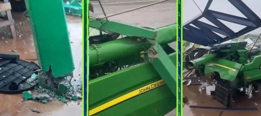 Forte chuva destrói barracão em Entre Rios do Oeste