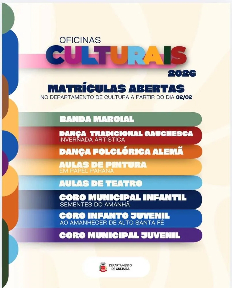 Departamento de Cultura abre matrículas e rematrículas para atividades culturais