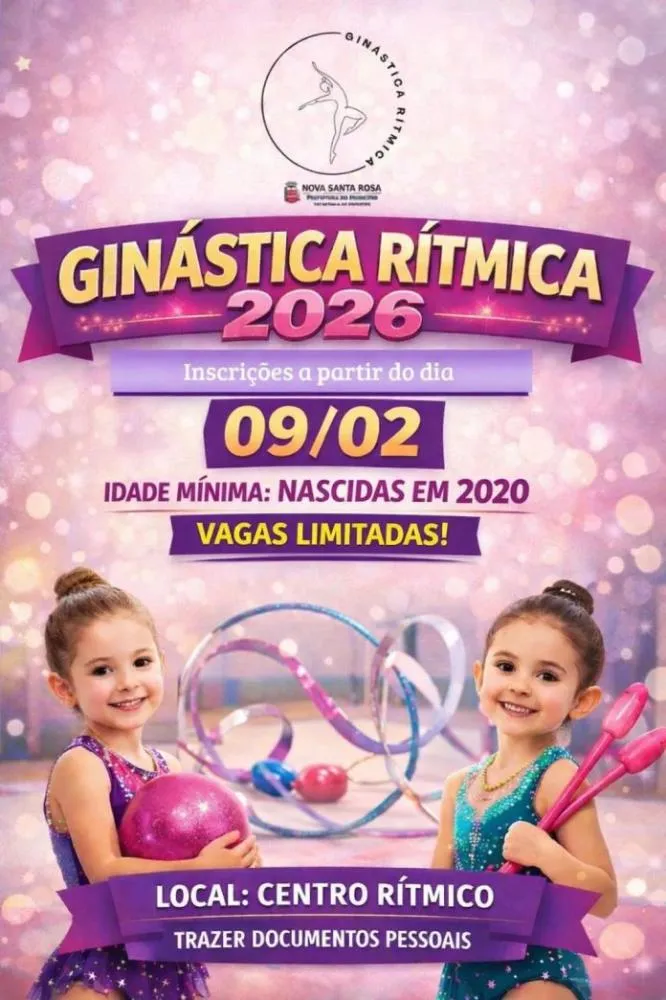 Matrículas para Ginástica Rítmica 2026 em Nova Santa Rosa estão abertas