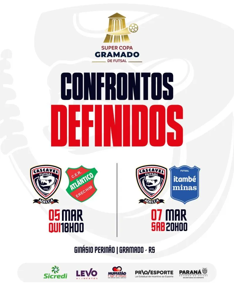 Super Copa Gramado define grupos e abre o calendário do futsal em 2026