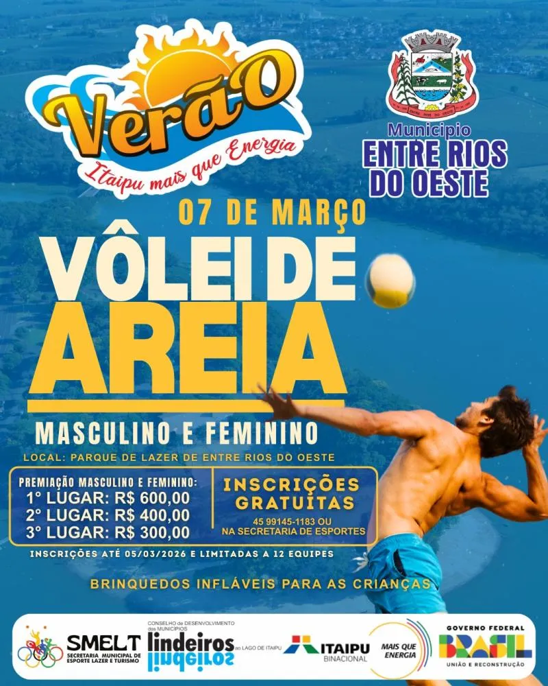 Entre Rios do Oeste sedia etapa Verão Itaipu Mais que Energia 2026 nos dias 7 e 8 de março