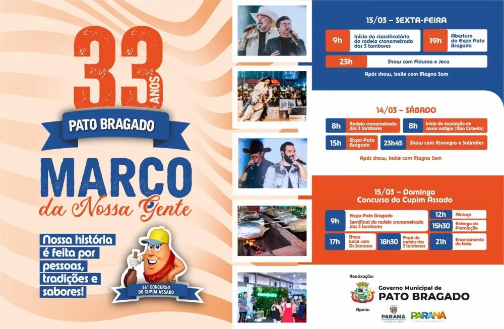 Administração e CCO de Pato Bragado anunciam programação da Festa Nacional do Cupim Assado