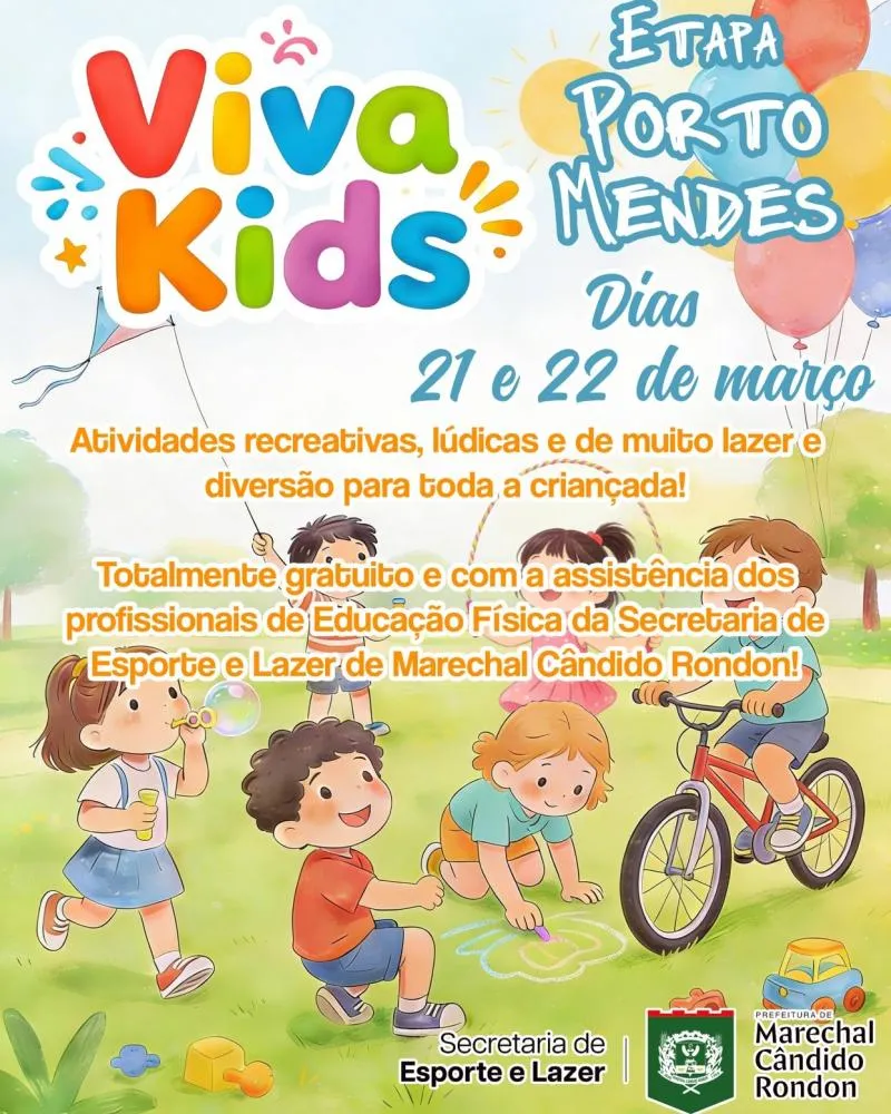 Projeto Viva Kids passará pelos distritos de Marechal e também terá etapa na sede