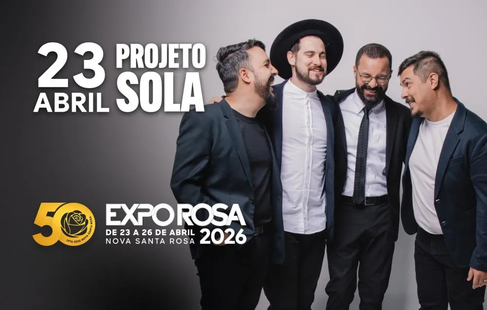 Expo Rosa 2026 confirma show gospel com Projeto Sola na noite de abertura