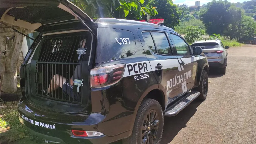 O investigado foi localizado e preso na cidade de São Miguel do Iguaçu Foto: Divulgação/PCPR