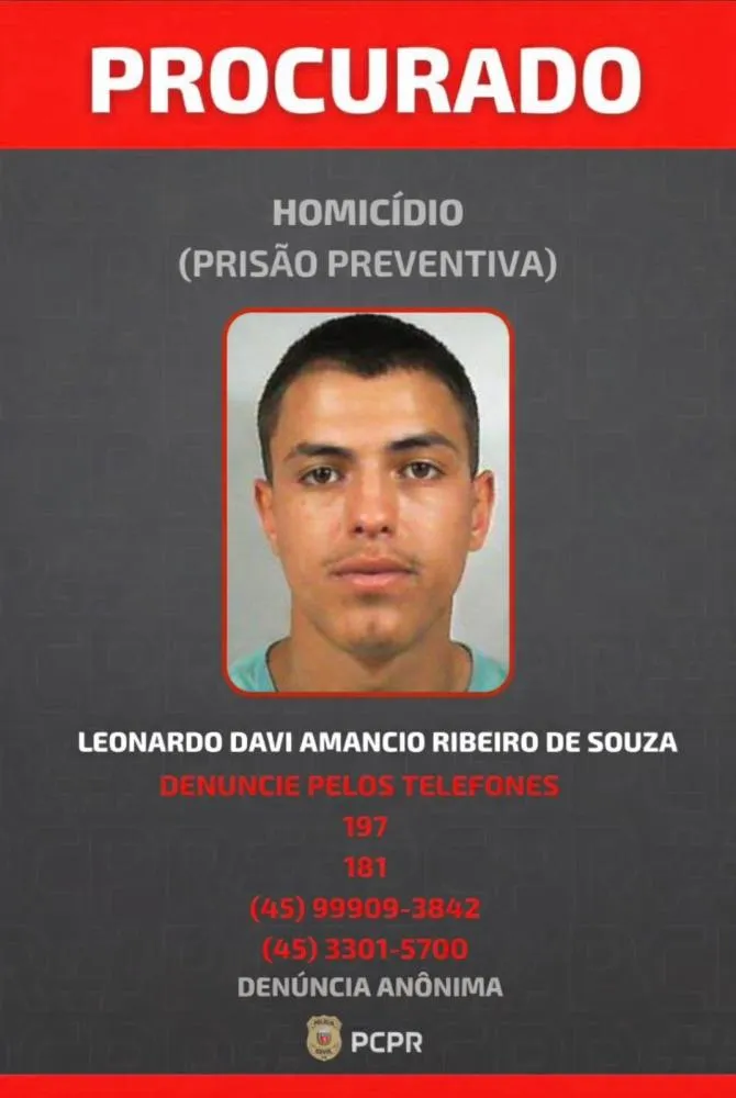 Polícia Civil divulga foto de suspeito procurado por homicídio em cascavel