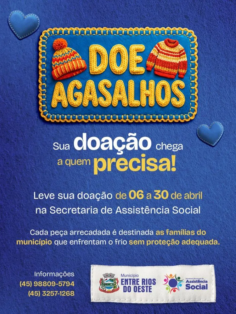 Entre Rios do Oeste lança Campanha do Agasalho 2026