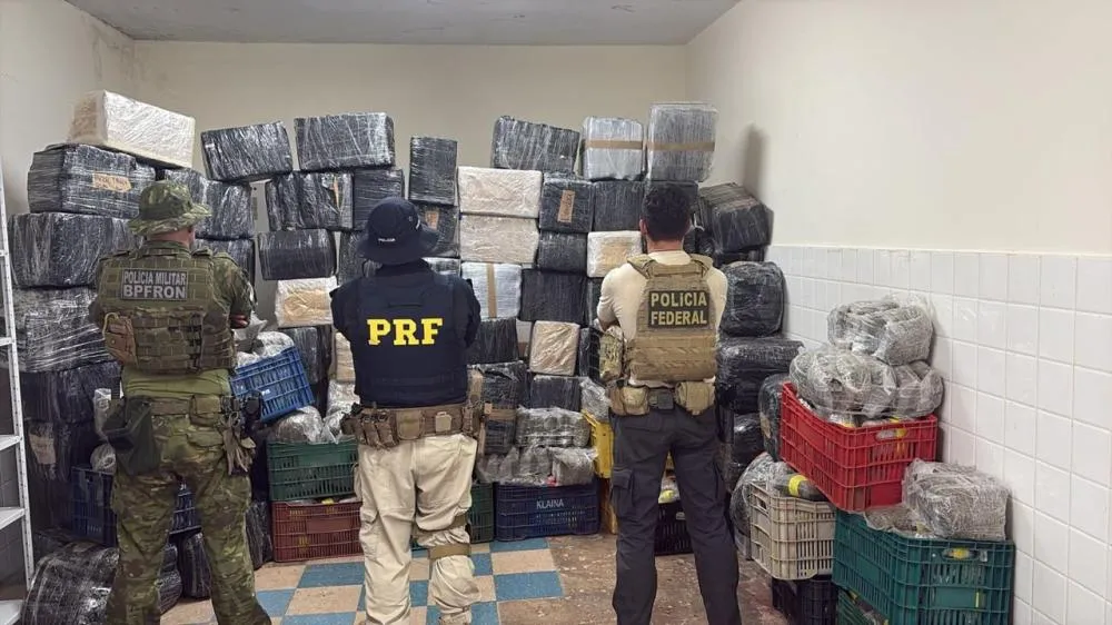 Droga estava no meio de carga de alho Foto: Divulgação/CS/PF Foz do Iguaçu