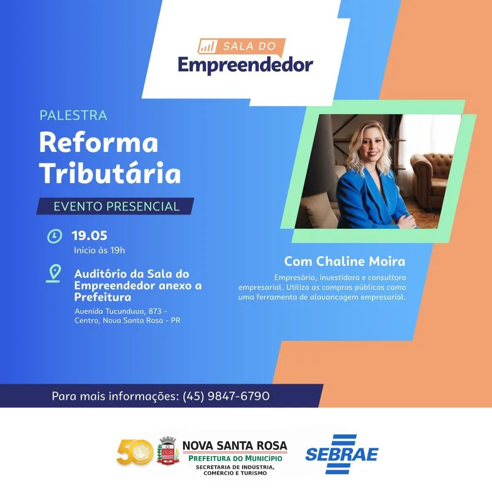 Palestra sobre Reforma Tributária será realizada dia 19