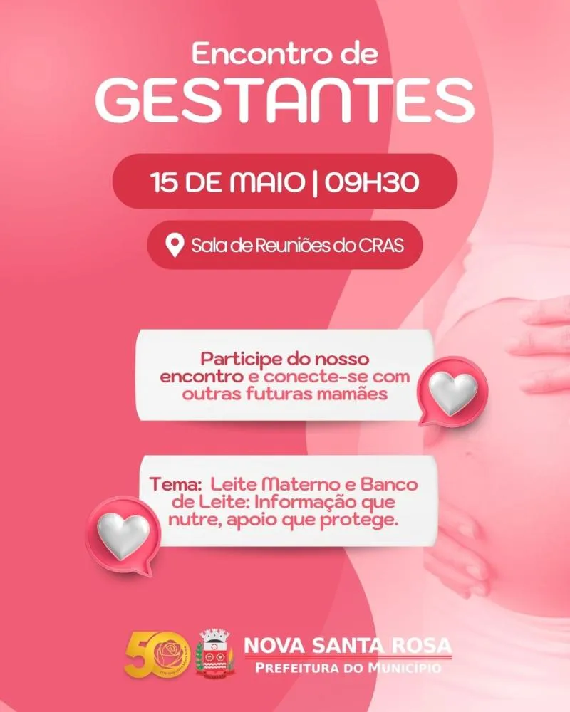 Encontro de Gestantes abordará importância do leite materno e do Banco de Leite em Nova Santa Rosa