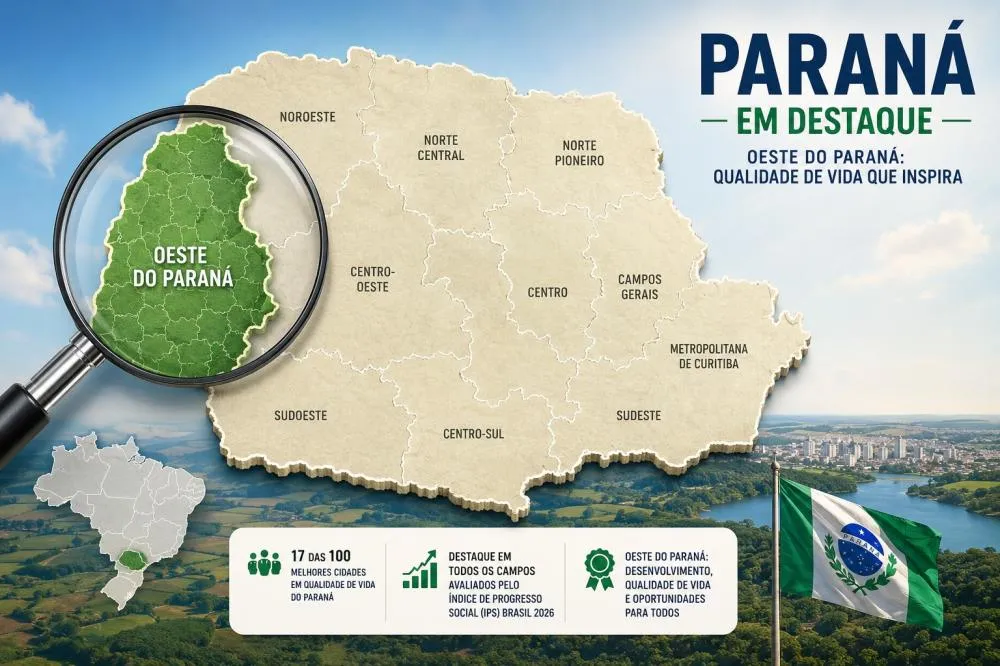 Oeste tem 17 das 100 melhores cidades em qualidade de vida do Paraná