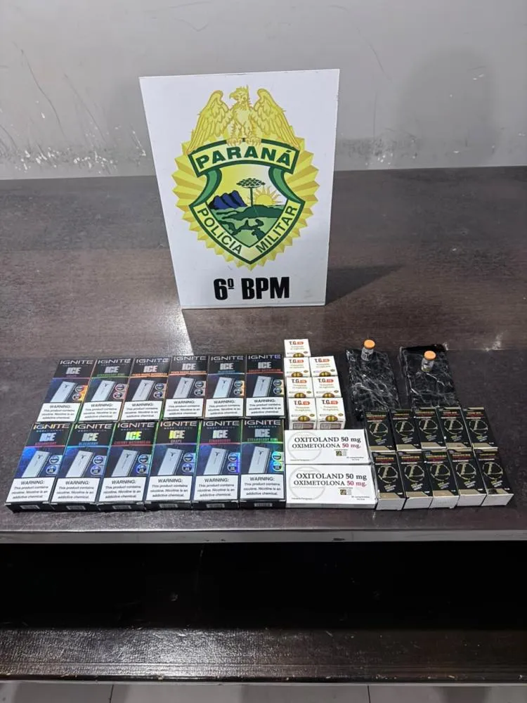 Produtos de origem paraguaia foram localizados com dois passageiros e acabaram retidos pelos policiais militares no terminal rodoviário.