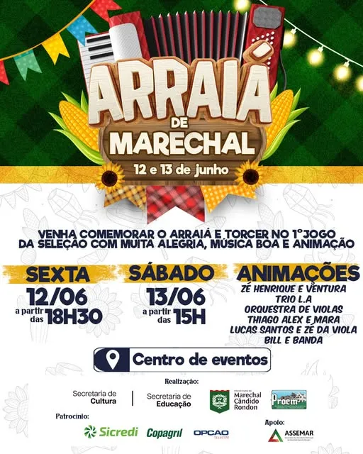 Arraiá Marechal 2026 reúne cultura, gastronomia e shows no fim de semana