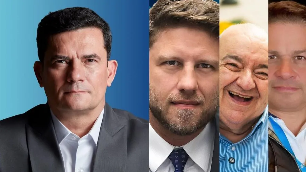 A foto mostra a proporcionalidade das intenções de voto, com Moro na frente, seguido por Requião Filho, Rafael Greca e Sandro Alex
