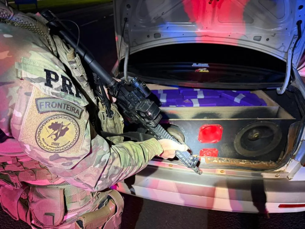 Caixa de som automotiva utilizada por casal de irmãos para esconder carregamento de droga vindo do Paraguai. Foto: Divulgação/Assessoria