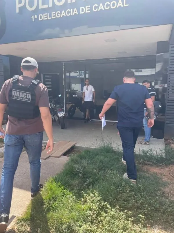 Sede da Delegacia de Polícia Civil onde foi registrado o cumprimento do mandado de prisão temporária contra homem de 26 anos. Foto:Reprodução