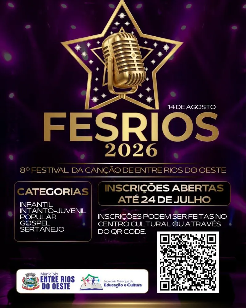 Inscrições para o festival municipal da canção são gratuitas e seguem abertas até o dia 24 de julho. Foto: Divulgação/Assessoria