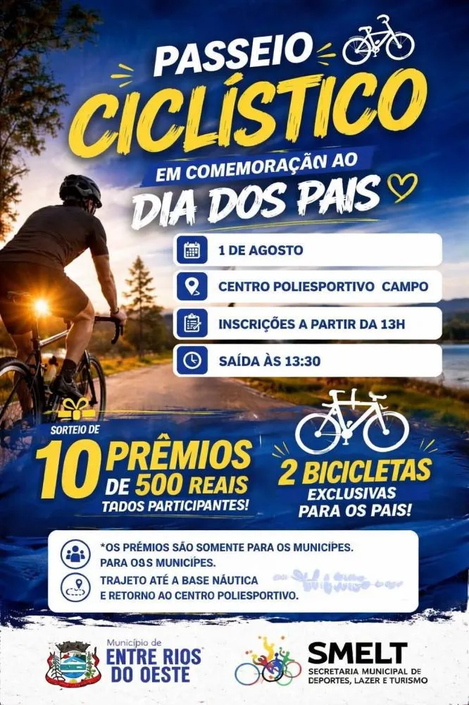 Evento organizado pela Secretaria de Esportes sorteia bicicletas e prêmios em dinheiro para munícipes. Foto: Divulgação/Assessoria