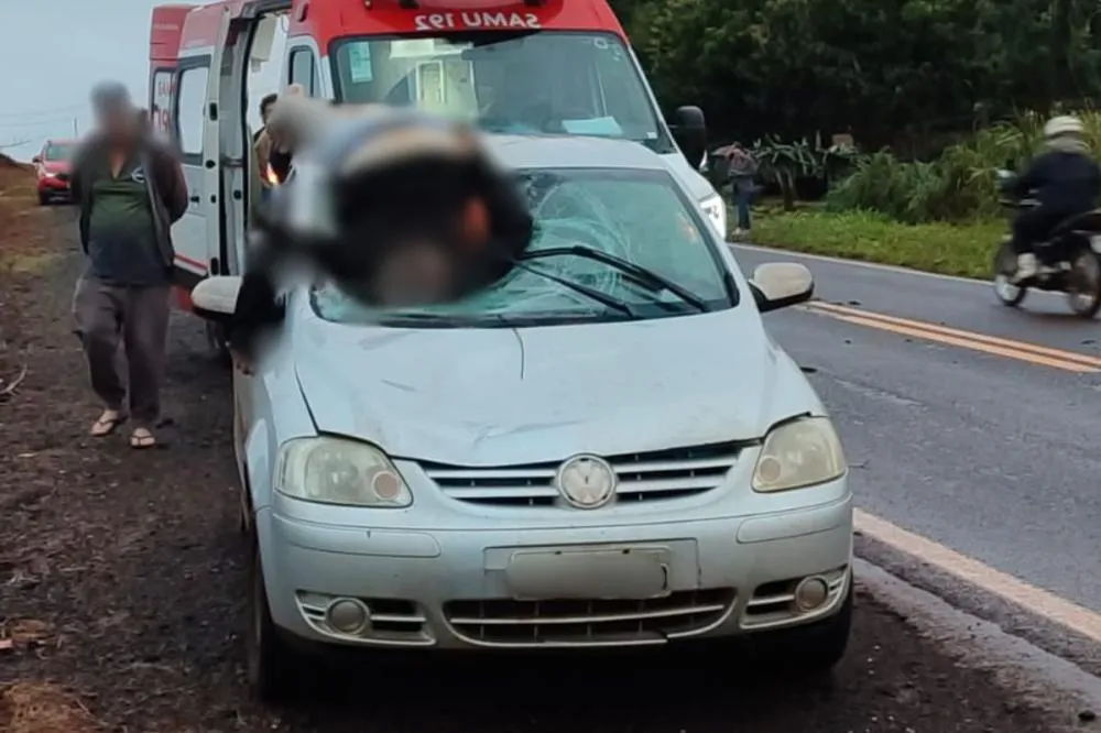 Pedestre morreu no local após ser atropelado na PR-495, entre Missal e Medianeira. Foto:Reprodução