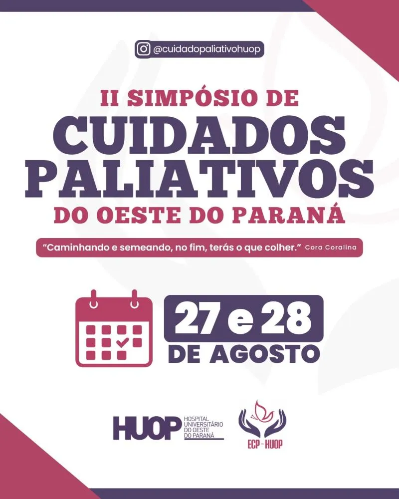 HUOP promove simpósio sobre Cuidados Paliativos nos dias 27 e 28 de agosto