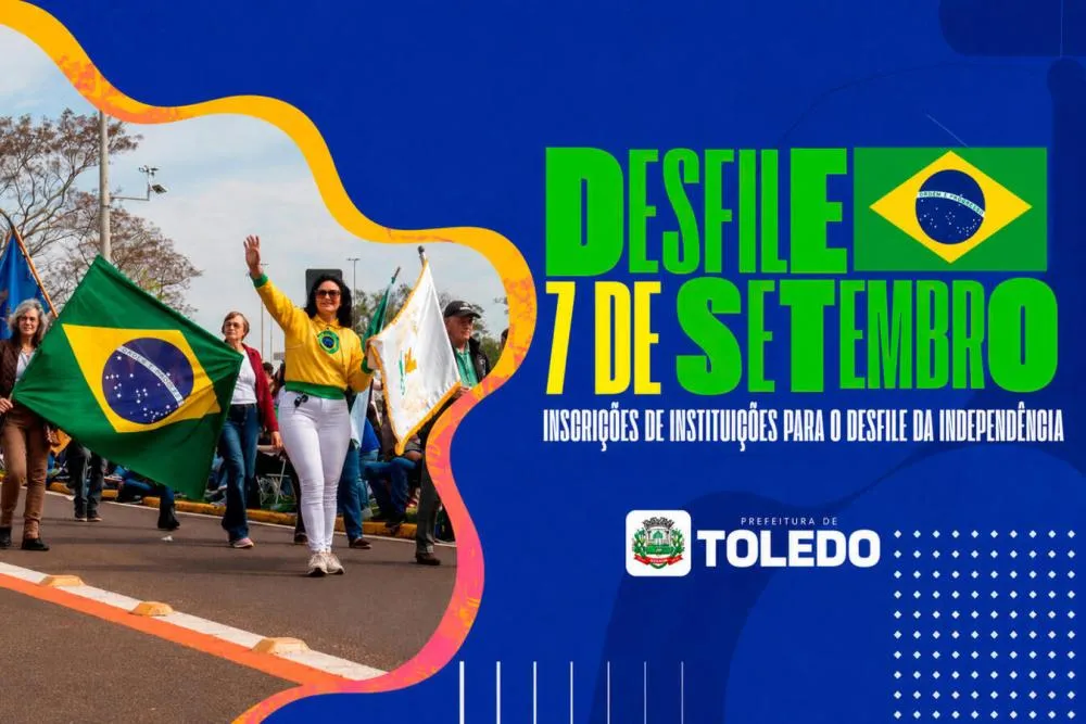 Formulário eletrônico para cadastro de instituições no desfile cívico fica disponível até o dia 14 de agosto. Foto: Divulgação/Assessoria