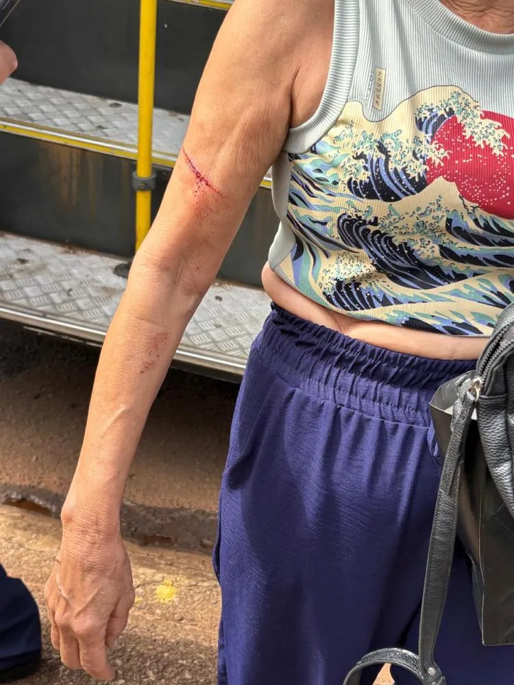 Mulher foi presa após tentar atacar uma passageira com uma faca dentro de um ônibus.