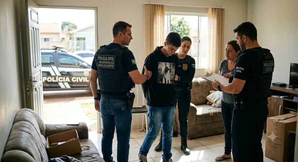 Adolescente foi apreendido em Cafelândia durante operação da Polícia Civil. Foto:Imagem gerada por IA