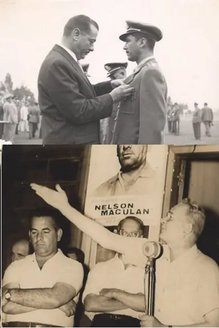 Em 1952, Bento Munhoz nomeia Ney Braga chefe de Polícia. Abaixo, o líder toledano Willy Barth saúda Nelson Maculan