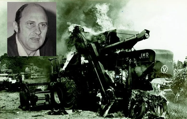 Colheitadeira queimada, Wilson Kuhn no destaque