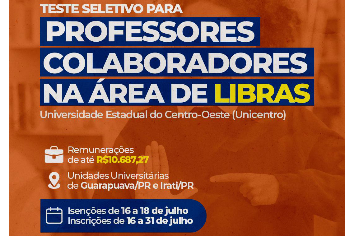 Inscrições de processo seletivo para contratação de professores da Unicentro vão até esta quinta