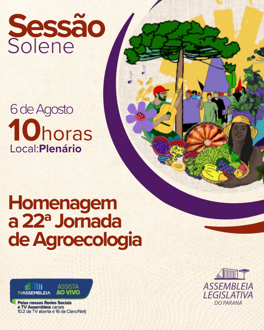 Marcha e sessão solene na Assembleia Legislativa vão abrir a 22ª Jornada de Agroecologia, nesta quarta-feira (6)